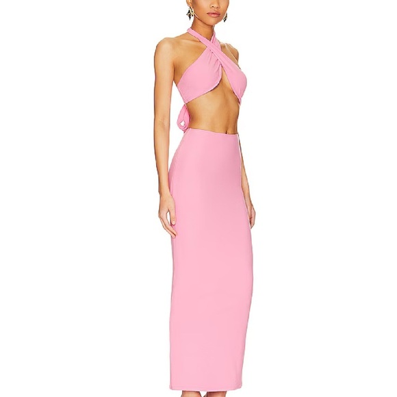 REVOLVE Pink Backless Halter Dress - Picture 2 of 6